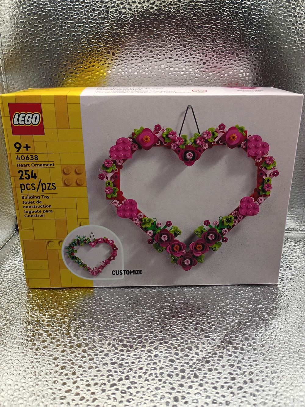 LEGO Pink and Green Floral Heart Ornament Hanging Decor-sealed Unopened